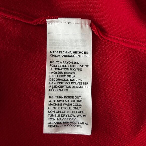 Chico's Red Placed Floral Bateau Long Sleeve Embellished Knit Sweater NWT (L) - Picture 11 of 13